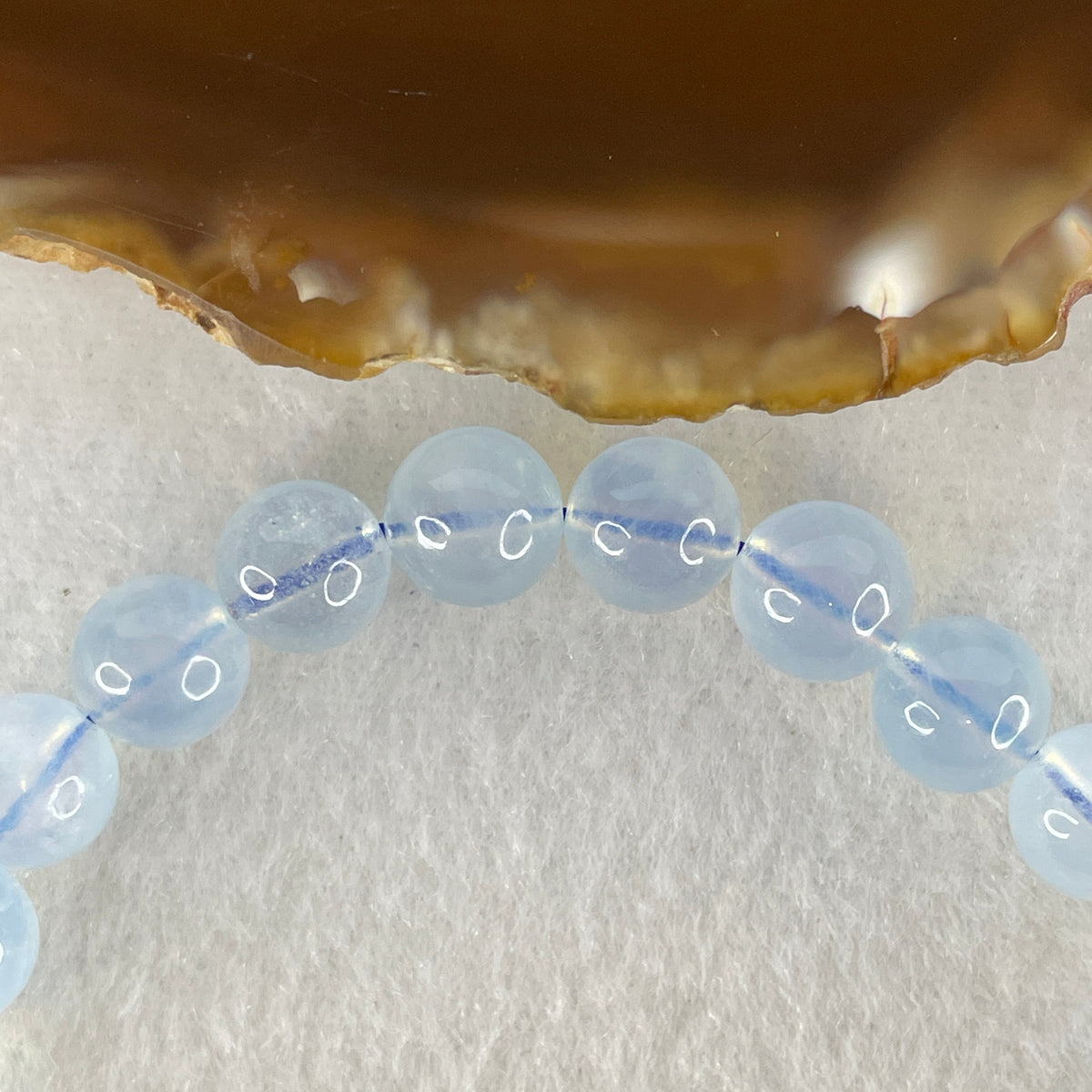 Certified Natural Average Grade Aquamarine Beads Bracelet | 15.5cm Strand of 22 Beads 8.8mm (18.96g | Serene Calm, Fluid Communication & Water Element Energy Shield)