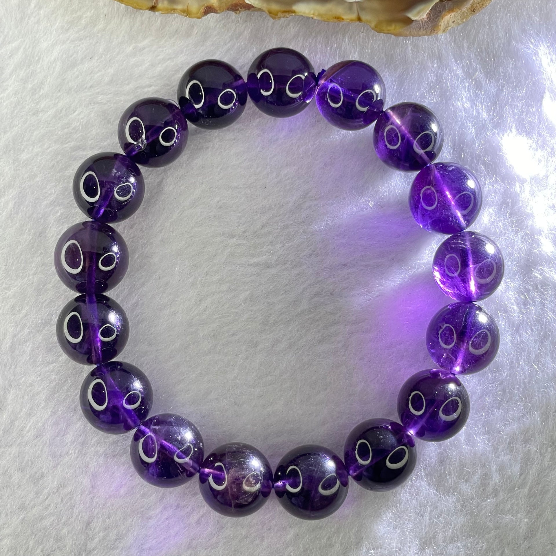 Very Good Grade Natural Amethyst Bracelet 46.78g 18.5cm 13.0mm 17 Beads - Huangs Jadeite and Jewelry Pte Ltd