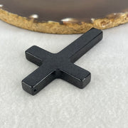 Type A Opaque Black Jadeite Cross Pendant 19.85g 64.8 by 41.5 by 6.9mm - Huangs Jadeite and Jewelry Pte Ltd