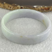 Type A Green Lavender with Yellow Spot Jadeite Flat Round Bangle 24.42g Internal Diameter 52.7mm 12.4 by 4.1mm - Huangs Jadeite and Jewelry Pte Ltd