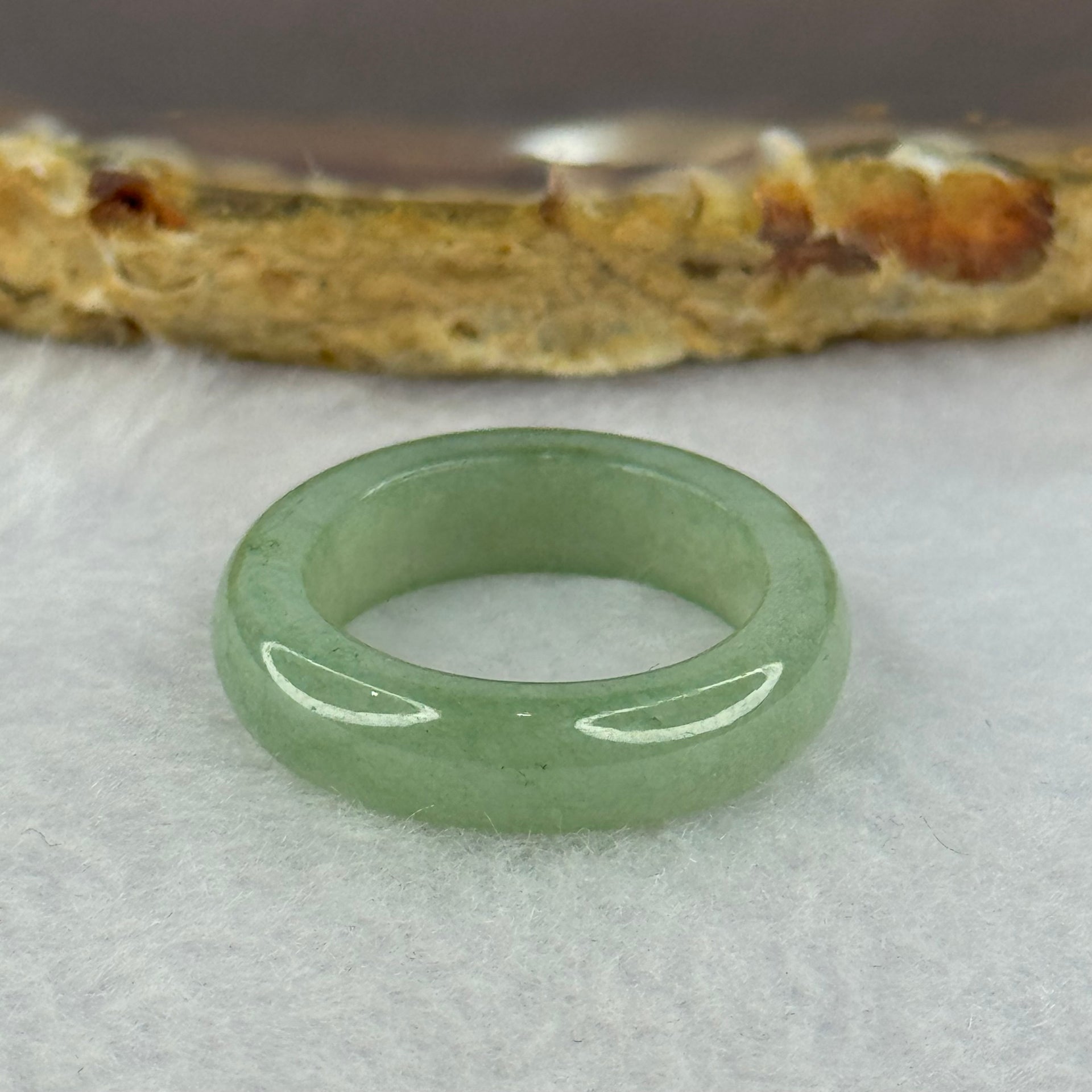Type A Green Jadeite Ring 3.97g 6.1 by 3.8mm US7 HK15.5 - Huangs Jadeite and Jewelry Pte Ltd