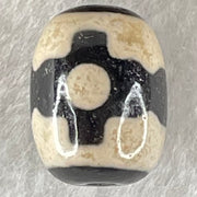 Natural Powerful Tibetan Old Oily Dark Brown With White Agate 3 Eyes Dzi Bead Heavenly Master (Tian Zhu) 三眼天诛 4.91g 17.6 by 13.7mm - Huangs Jadeite and Jewelry Pte Ltd