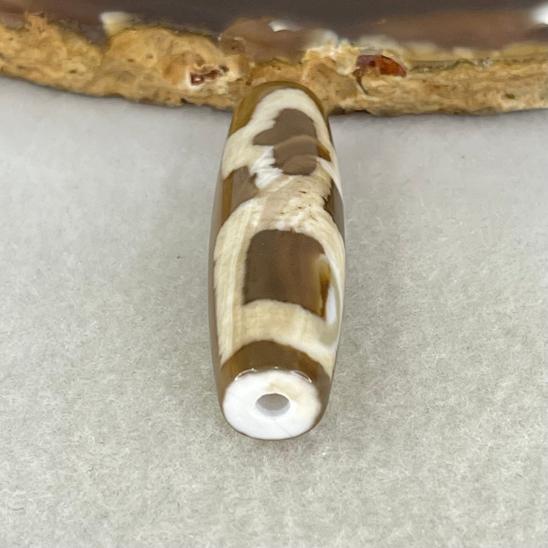 Natural Powerful Tibetan Old Oily Agate Cai Shen Dzi Bead Heavenly Master (Tian Zhu) 财神长天珠 8.92g 39.3 by 11.5mm - Huangs Jadeite and Jewelry Pte Ltd