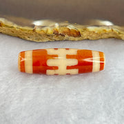 Natural Powerful Tibetan Old Oily Orange Red White Agate Patina Guiren Tairen Human Dzi Bead Totem Amulet Heavenly Master (Tian Zhu) 贵人天诛 7.99g 37.9 by 11.6mm - Huangs Jadeite and Jewelry Pte Ltd