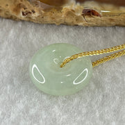 Type A Natural Semi Icy Light Green Jadeite Ping An Kou Pendant 3.81g 15.4 by 5.2mm - Huangs Jadeite and Jewelry Pte Ltd