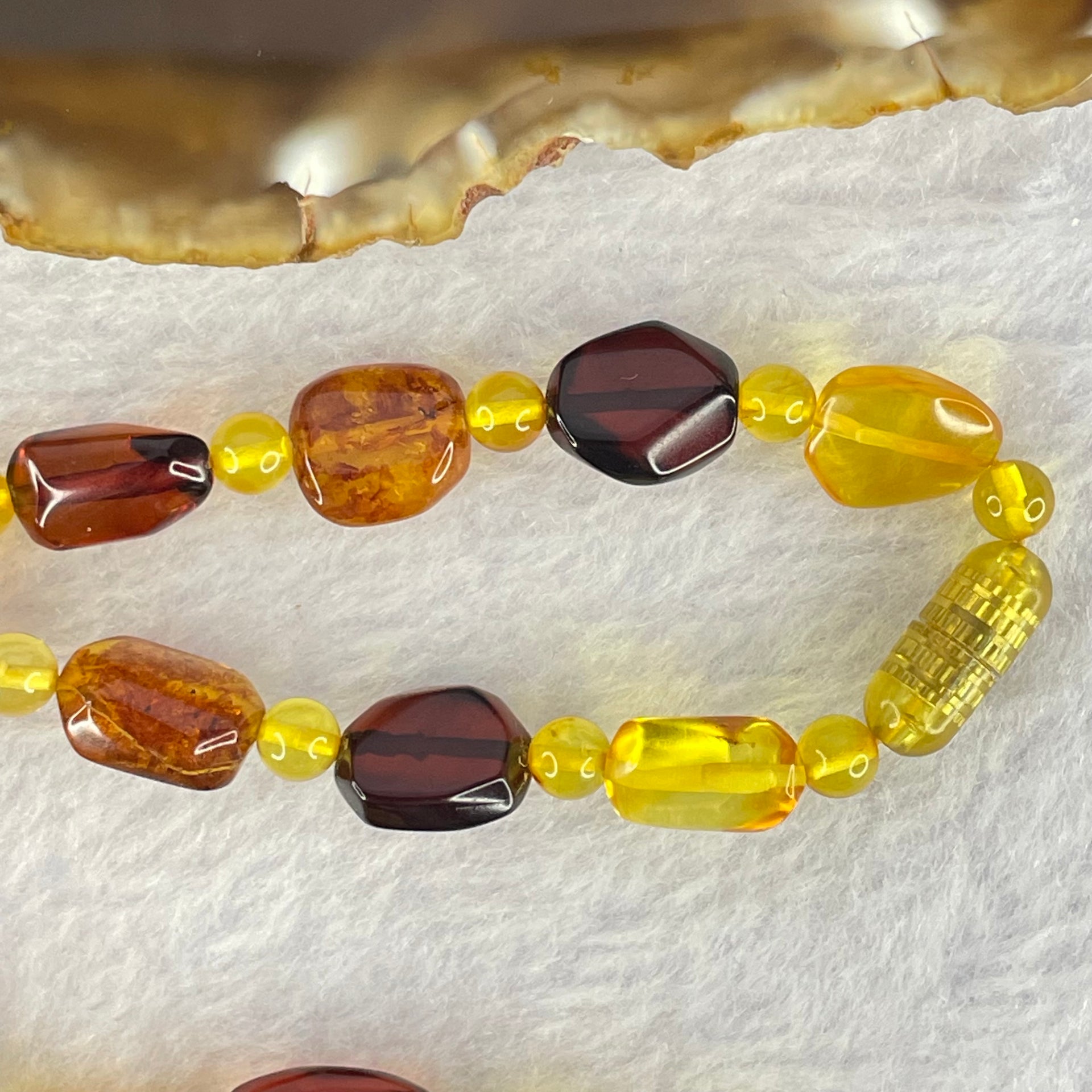Natural Mixed Color Amber Beads Necklaces 18.16g 60cm 18.8 by 10.2 by 4.8mm, 11.2 by 7.1 by 5.5mm 35pcs - Huangs Jadeite and Jewelry Pte Ltd