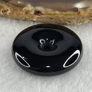 Type A Opaque Black Omphacite Jadeite Ping An Kou Donut Pendant 15.28g 30.0 by 7.7mm - Huangs Jadeite and Jewelry Pte Ltd