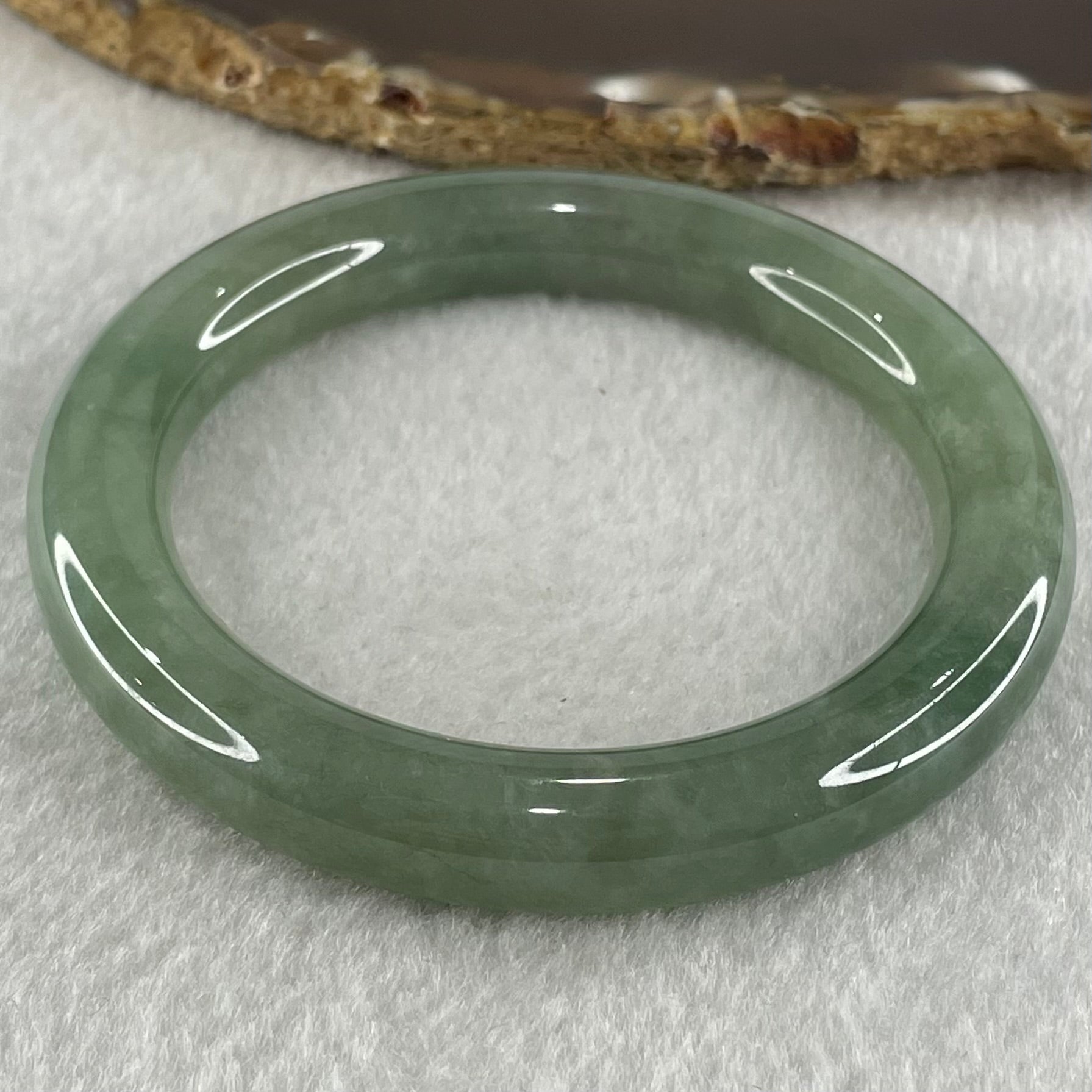 Type A Green Jadeite Bangle 55.99g Internal Diameter 55.2mm 10.2 by 10.3mm (Close to Perfect) - Huangs Jadeite and Jewelry Pte Ltd