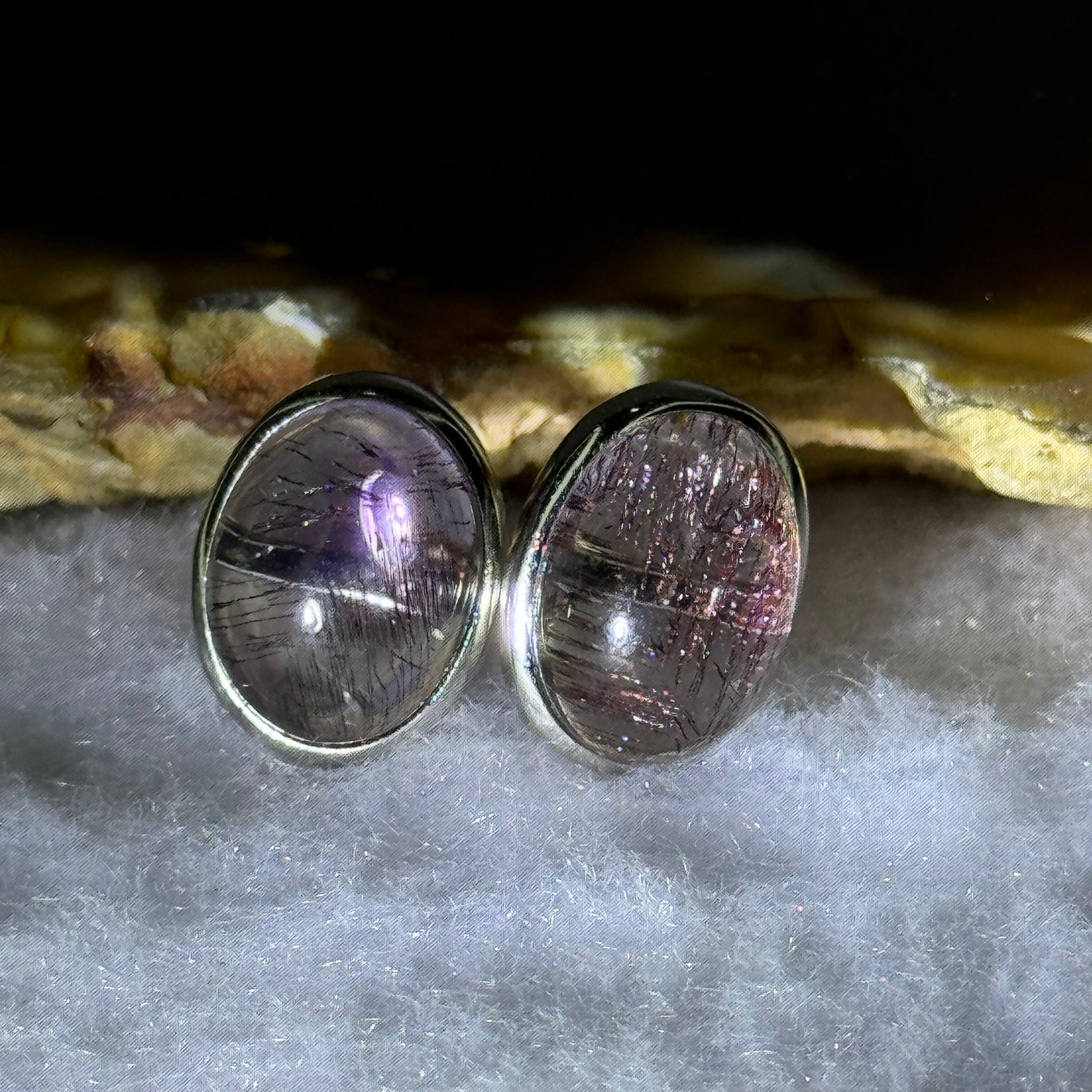 Good Grade Natural Super 7 S925 Silver Earrings 3.56g 12.1 by 9.3 by 5.5mm - Huangs Jadeite and Jewelry Pte Ltd