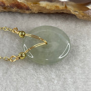 Natural Type A Icy Light Green Jadeite Ping An Kou Pendant | 19mm Translucent Jade Peace Disc Talisman with 58cm Adjustable Necklace (5.19g | 19.3 x 3.6mm) - Huangs Jadeite and Jewelry Pte Ltd