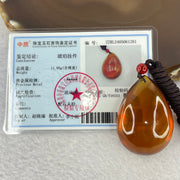 Natural Cognac Amber Teardrop Shaped Pendent 11.85g 42.1 by 29.5 by 16.5mm - Huangs Jadeite and Jewelry Pte Ltd