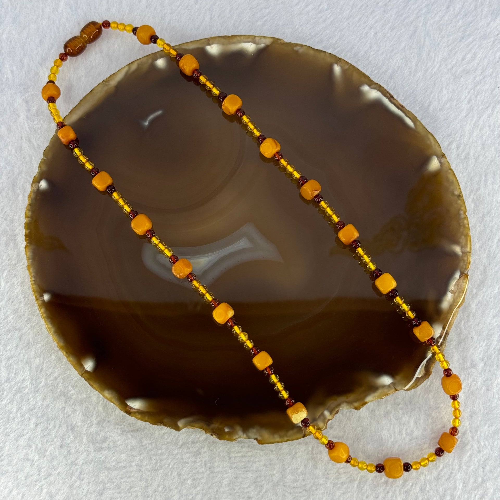 Natural Mixed Color (Golden, Red, Butterscotch) Amber Beads Necklaces 6.48g 46cm 6.4 by 6.3mm 20 Beads - Huangs Jadeite and Jewelry Pte Ltd