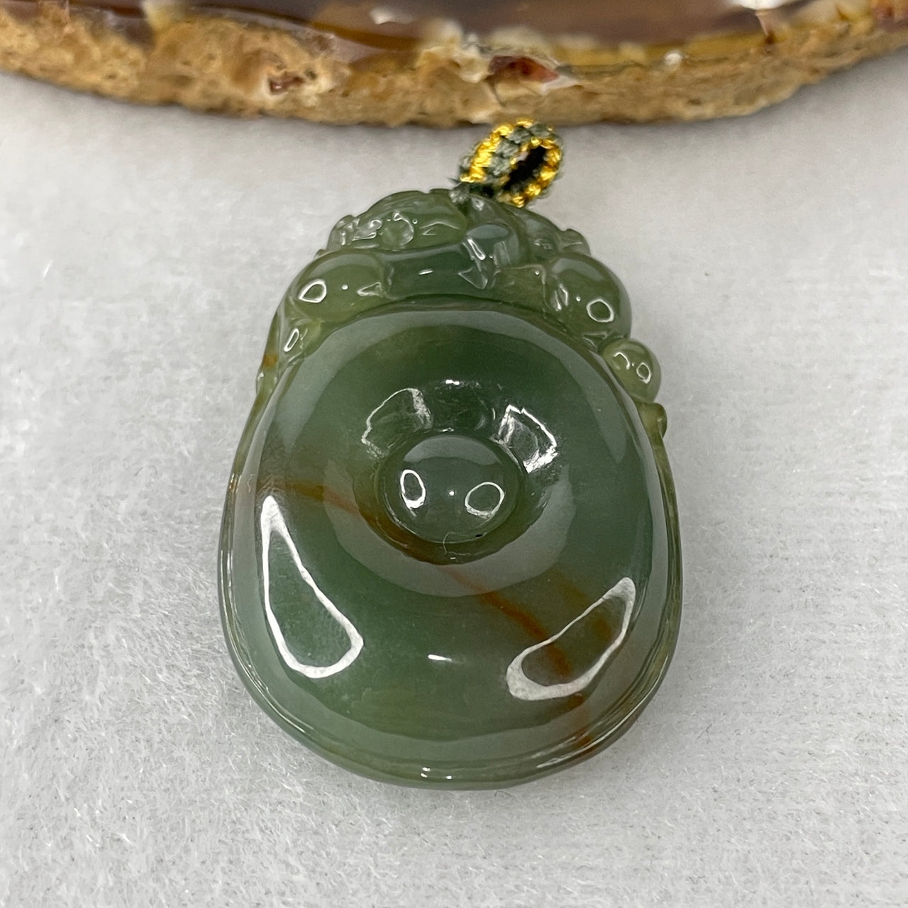 Certified Natural Type A Green & Red Piao Hua Jadeite Ruyi with Pixiu Pendant | Masterpiece Deep High-Relief Hand-Carving | Ultimate Myanmar Feicui Fortune, Protection & Power Amulet (23.71g | 45.0x27.8x9.6mm)