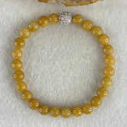 Type A Yellow Jade Jadeite Bracelet 13.76g 6.8mm/bead 26 beads with NGI Cert - Huangs Jadeite and Jewelry Pte Ltd