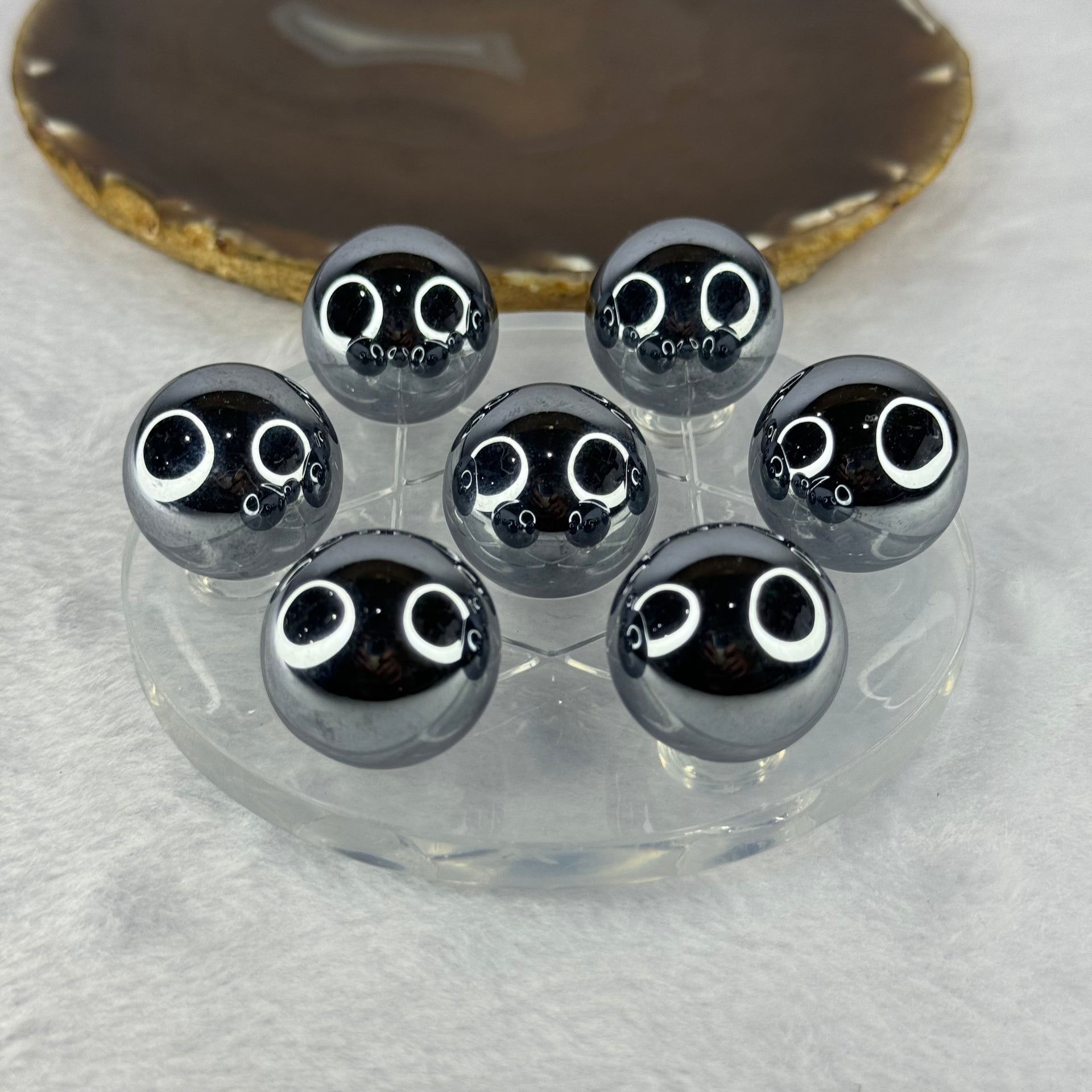 Natural Hematite 7 Sphere Ball Set 186.26g 99.7 by 34.5mm Diameter 25.0mm x 7 pcs - Huangs Jadeite and Jewelry Pte Ltd