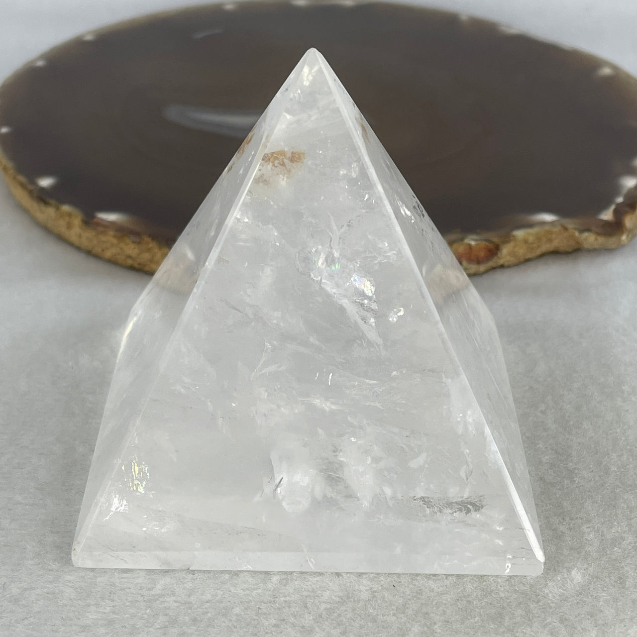 High Grade 324g Natural Clear Quartz Sacred Pyramid | Ultimate High-Clarity Energy Amplifier | Master Manifestation & Mental Focus Monolith (68.8x70.0mm)