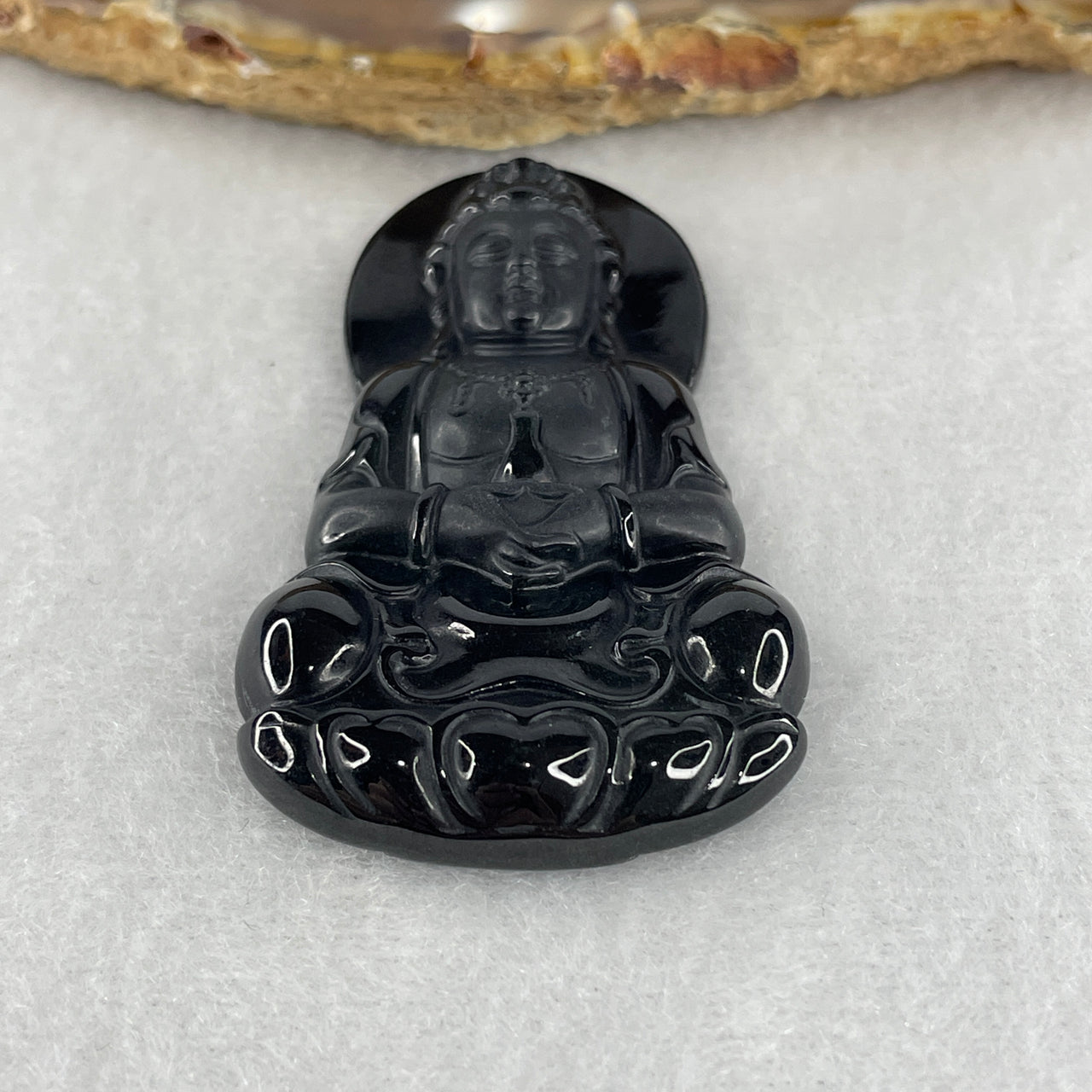 Certified Type A Opaque Black Omphacite Jadeite Bodhisattva Avalokiteshvara Pendant | Goddess of Mercy Protection Amulet (19.47g | 53.7 x 31.0 x 8.0mm)