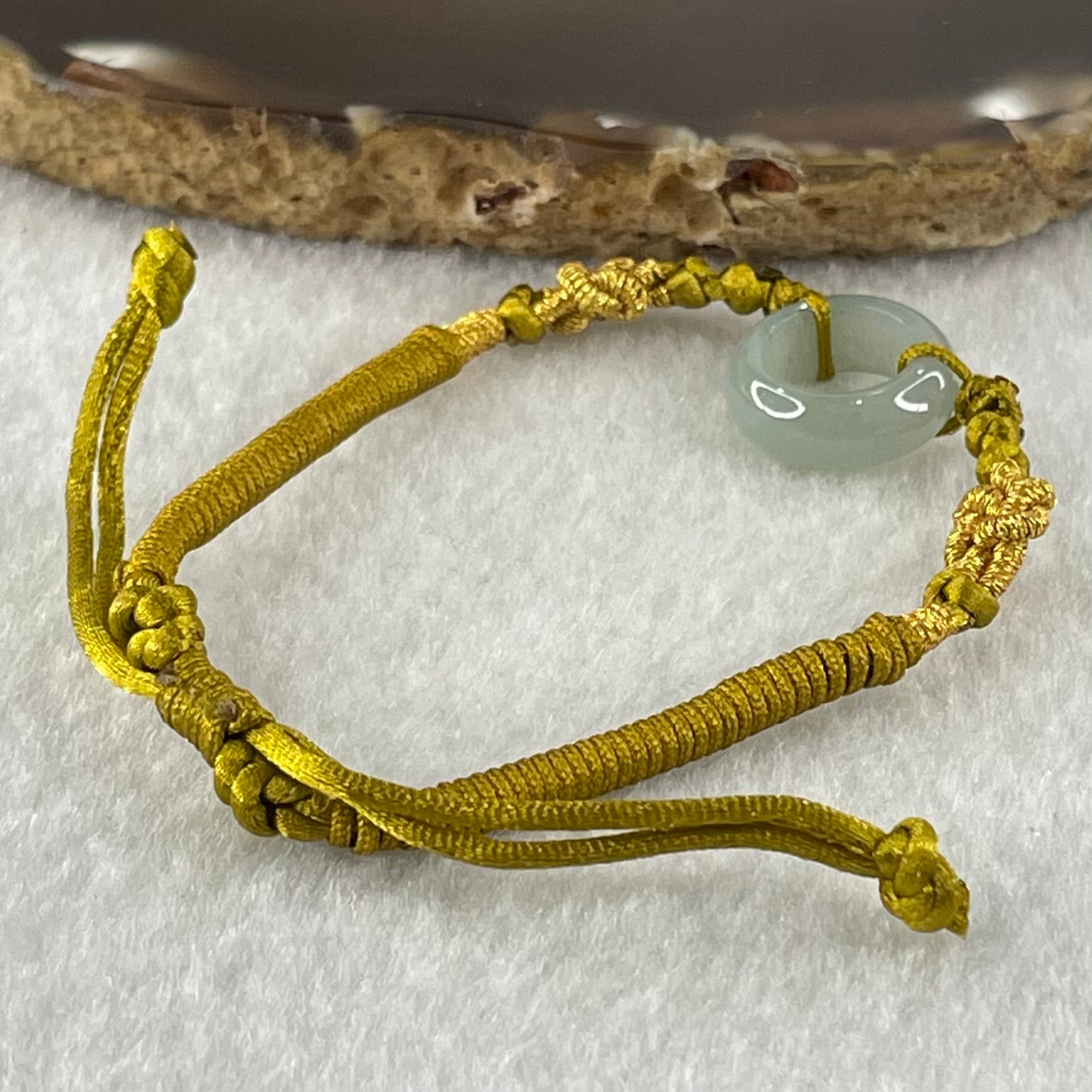 Type A Blueish Green Jadeite Ping An Kou String Bracelet 2.70g 14.9 by 5.6mm - Huangs Jadeite and Jewelry Pte Ltd