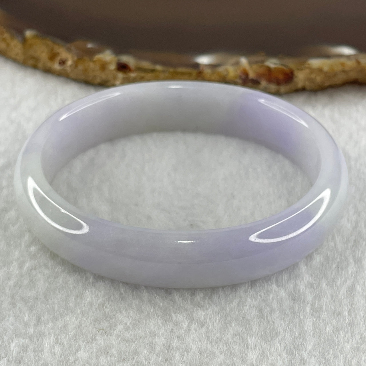 Type A Natural Light Lavender Light Green Jadeite Oval Bangle 34.75g Inner Diameter 52.9mm 11.9 by 6.3mm (Internal Lines) - Huangs Jadeite and Jewelry Pte Ltd