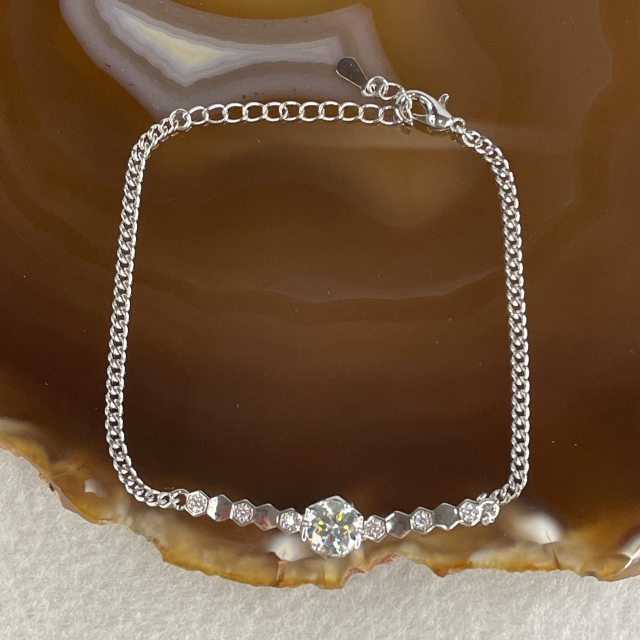 Certified Moissanites Bracelet in S925 Sliver 3.10g 7.0 by 2.5mm - Huangs Jadeite and Jewelry Pte Ltd