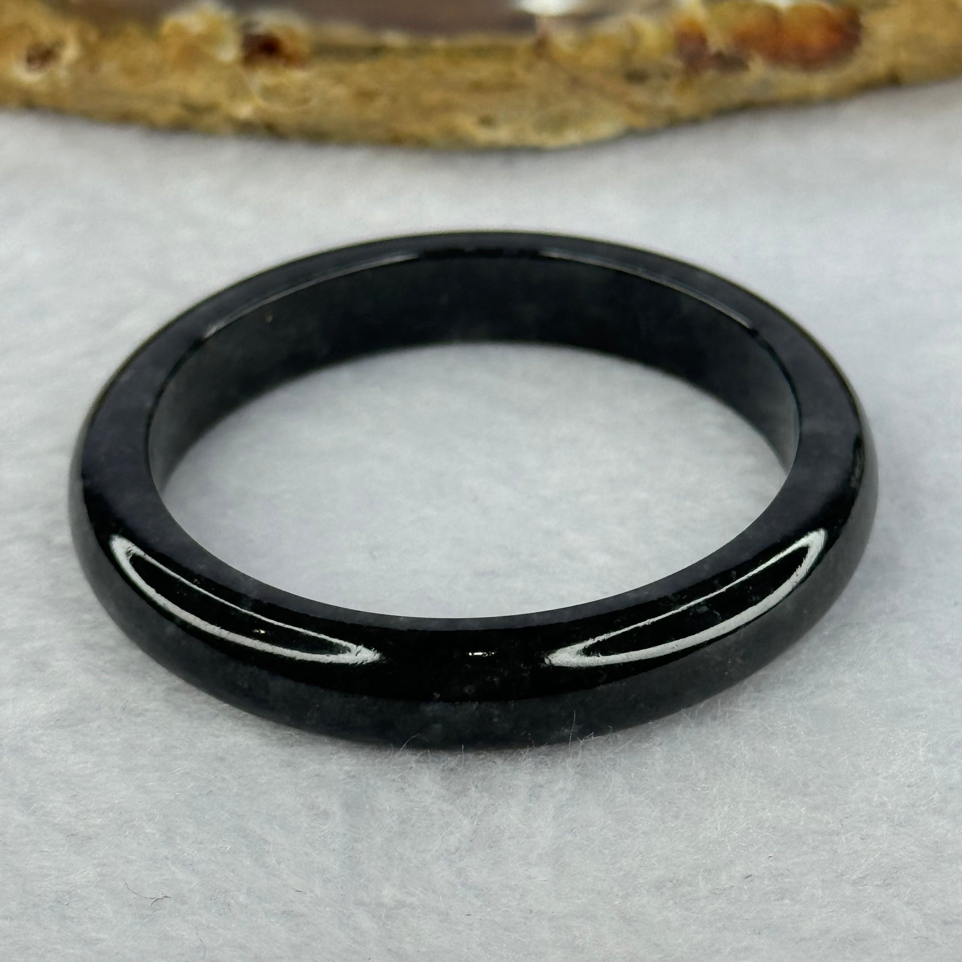 Type A Highly Translucent Black Grey Wuji Jadeite Baby Bangle 12.83g Internal Diameter 36.4mm 7.4 by 5.1mm - Huangs Jadeite and Jewelry Pte Ltd