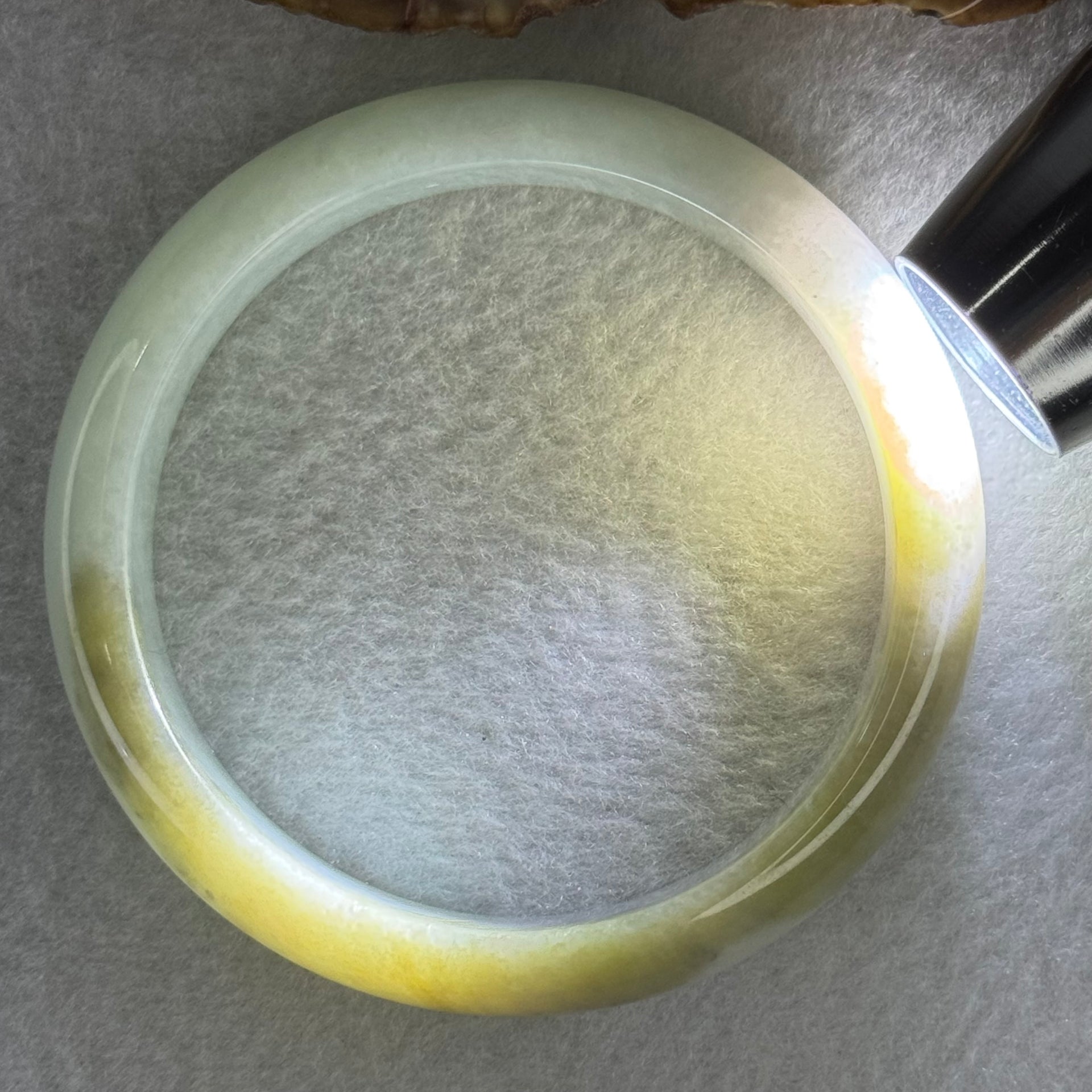Type A Light Blueish Green with Brown and Lavender Jadeite Bangle Internal Diameter 58.3mm 58.11g 14.0 by 7.7mm (Slight Internal Lines) - Huangs Jadeite and Jewelry Pte Ltd