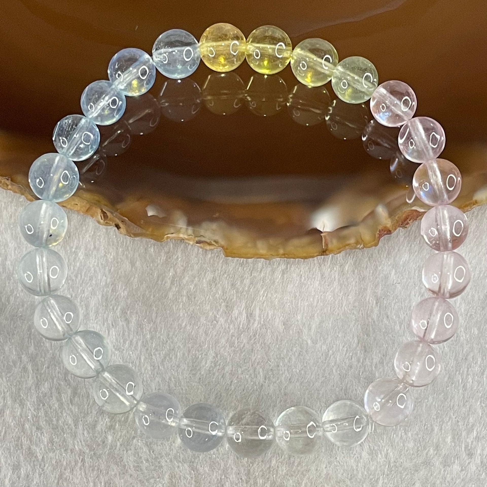 Very Very High Grade Transparent Natural Morganite Beryl Beads Bracelet 13.80g 16cm 7.3mm 27 Beads - Huangs Jadeite and Jewelry Pte Ltd