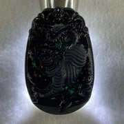 Type A Opaque to Partial Translucent Black Omphacite Jadeite Downhill Tiger Pendant 28.98g 60.9 by 39.8 by 9.0mm - Huangs Jadeite and Jewelry Pte Ltd