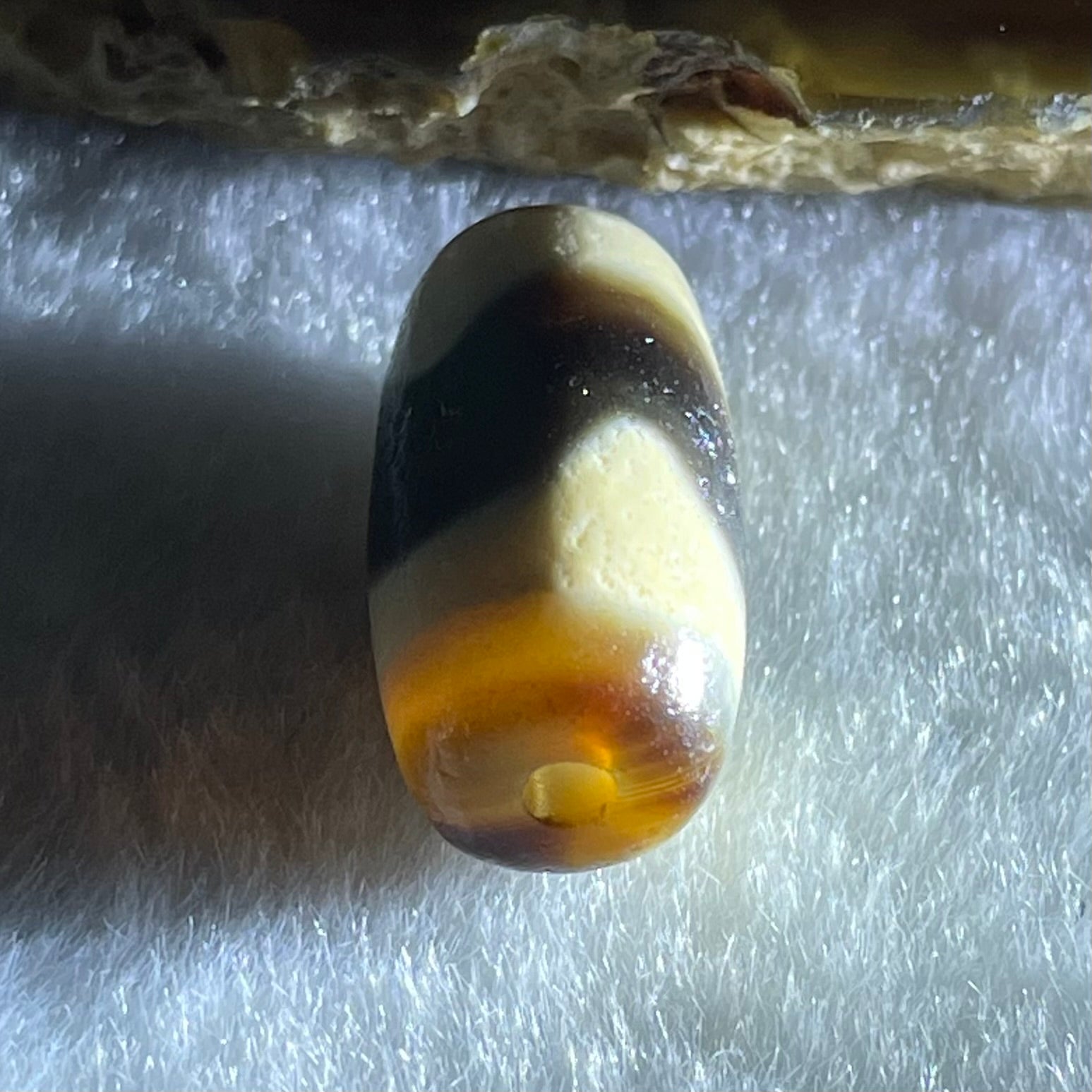 Natural Powerful Tibetan Old Oily Agate Tiger Tooth Daluo Dzi Bead Heavenly Master (Tian Zhu) 虎呀天诛 3.25g 10.2 by 10.5mm - Huangs Jadeite and Jewelry Pte Ltd