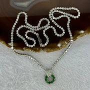 Type A Icy Green Omphasite Jadeite Panther Charm with Crystals in S925 Sliver Necklace 13.29g 2.3 by 1.5mm 8pcs - Huangs Jadeite and Jewelry Pte Ltd