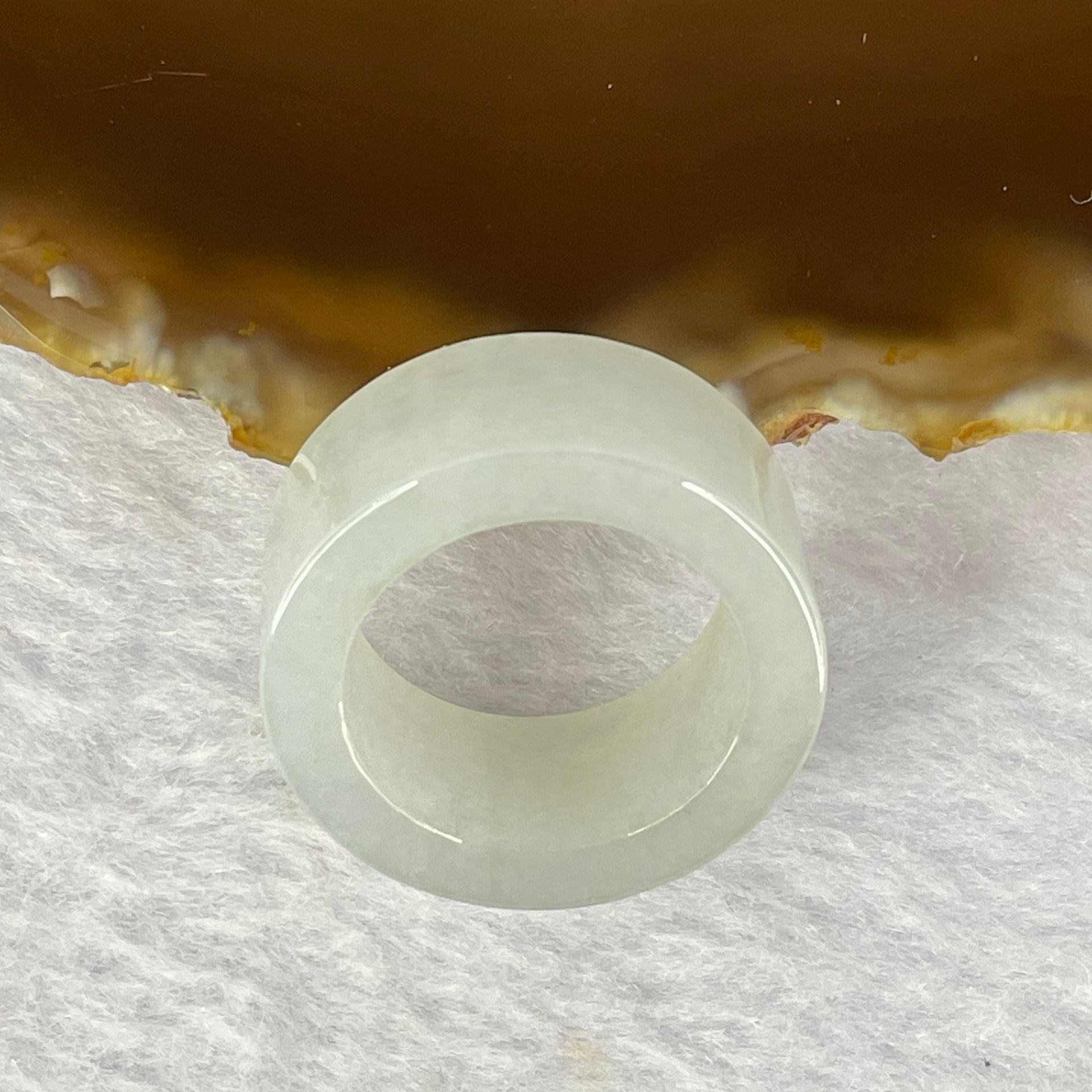 Type A Faint Green Jadeite Thumb Ring 12.63g 20.4 by 12.0 by 4.4mm US10.5 HK23.5 - Huangs Jadeite and Jewelry Pte Ltd