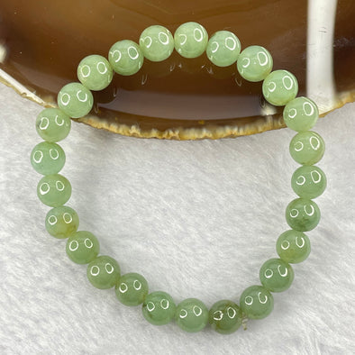 Type A Semi Icy Green Jadeite 25 beads bracelet 7.5mm 17.02g - Huangs Jadeite and Jewelry Pte Ltd