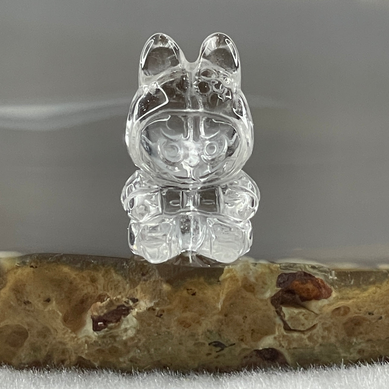 Natural Clear Quartz Labubu Charm Display 3.24g 19.4 by 12.1 by 10.5m - Huangs Jadeite and Jewelry Pte Ltd