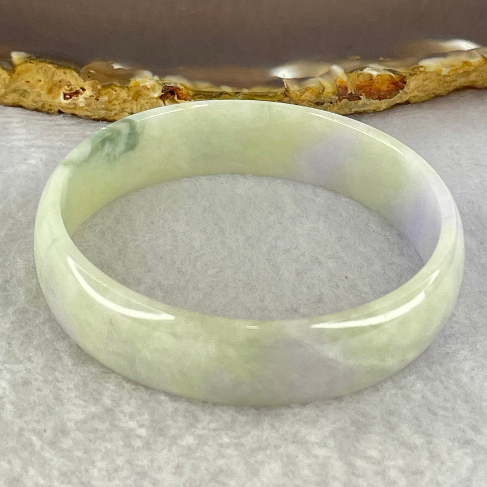 Type A Lavender and Green Jadeite Bangle Internal Diameter 52.0mm 24.79g 13.4 by 4.1mm (External Rough) - Huangs Jadeite and Jewelry Pte Ltd