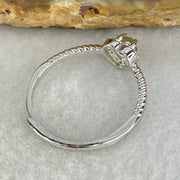 Type A Icy Green Cabochon Jadeite in S925 Sliver Heart Ring (Adjustable Size) 1.18g 3.5 by 2.5mm - Huangs Jadeite and Jewelry Pte Ltd