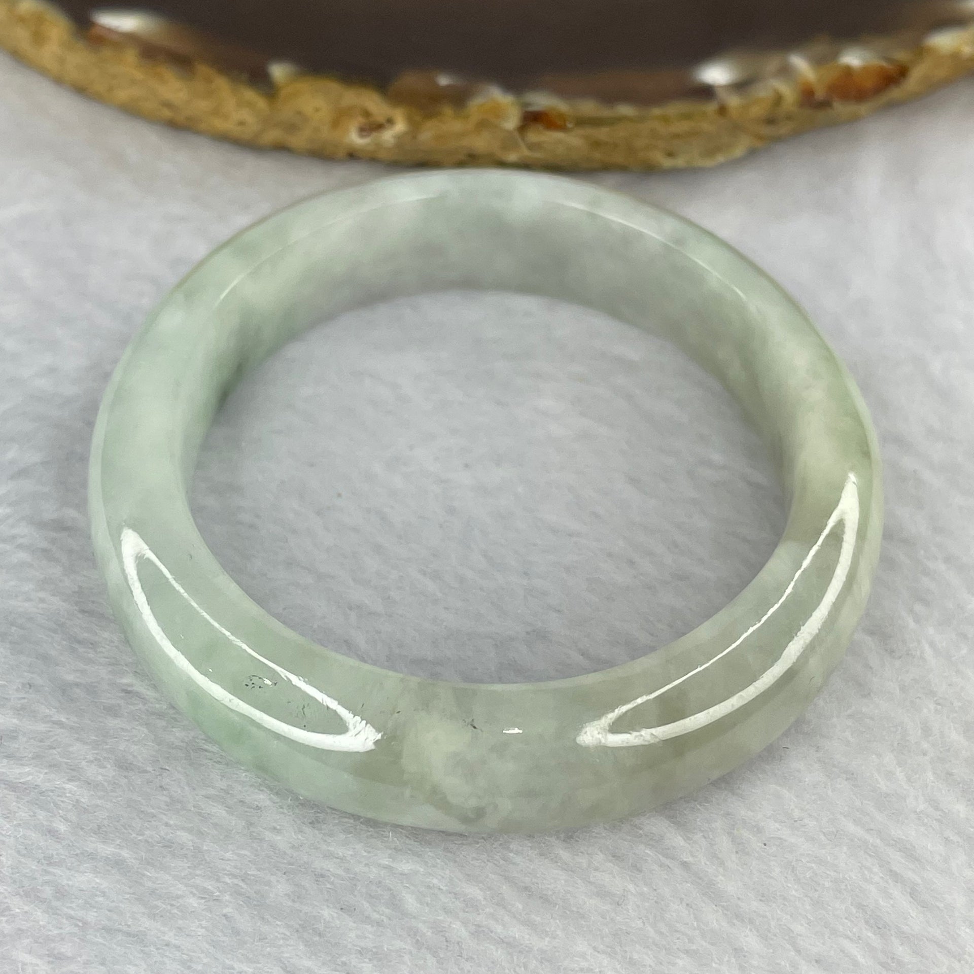 Type Seni Icy Light Sky Blue With Blueish Green Piao Hua 47.68g 12.0 by 8.1 mm Internal Diameter 56.8 mm (Slight External Lines) - Huangs Jadeite and Jewelry Pte Ltd