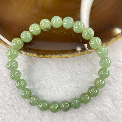 Type A Semi Icy Green Jadeite 25 beads bracelet 7.4mm 17.06g - Huangs Jadeite and Jewelry Pte Ltd