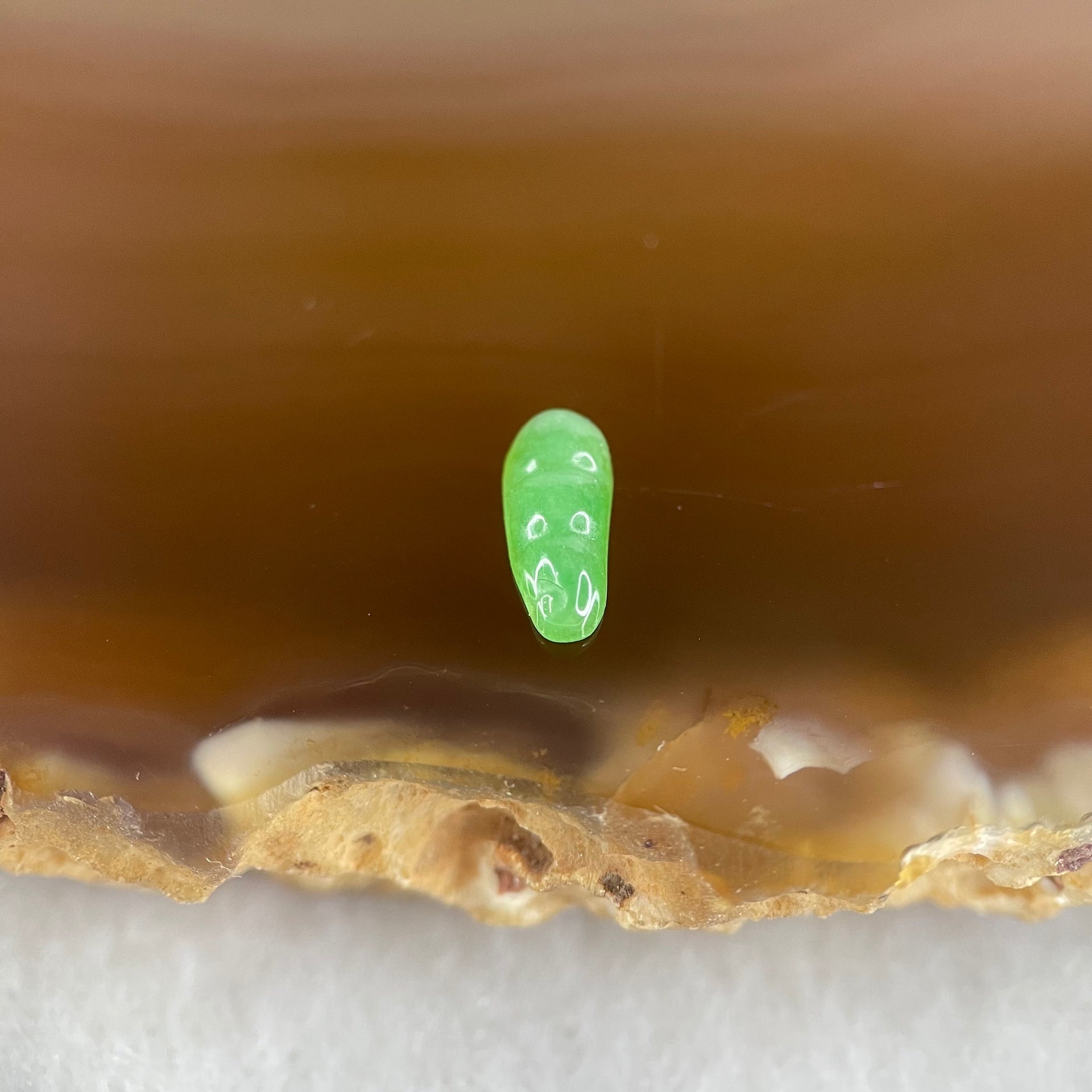 Type A Old Mine Full Green Jadeite Peapod Charm Stone For Setting 0.04g 8.8 by 3.4 by 1.9mm - Huangs Jadeite and Jewelry Pte Ltd