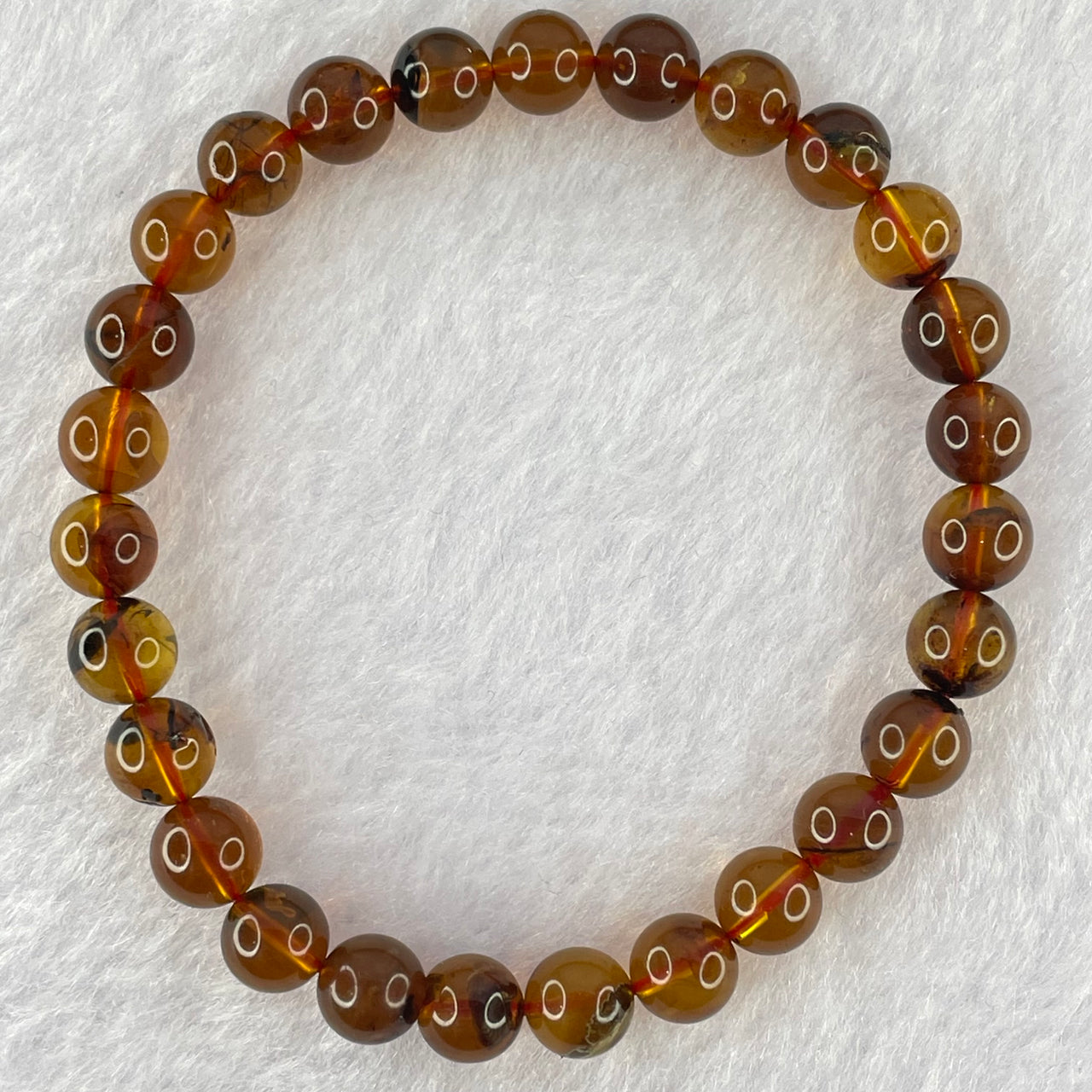 Natural Cognac Amber Beads Bracelet 4.14g 15cm 6.7mm 27 Beads - Huangs Jadeite and Jewelry Pte Ltd