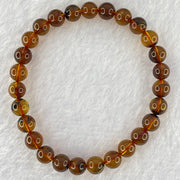 Natural Cognac Amber Beads Bracelet 4.14g 15cm 6.7mm 27 Beads - Huangs Jadeite and Jewelry Pte Ltd