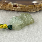 Natural Type A Semi-Icy Green with Brownish Jadeite Pixiu with Ruyi Charm | Wealth Beast & Wish Fulfillment Talisman (4.39g | 21.4 x 12.5 x 7.9mm) - Huangs Jadeite and Jewelry Pte Ltd