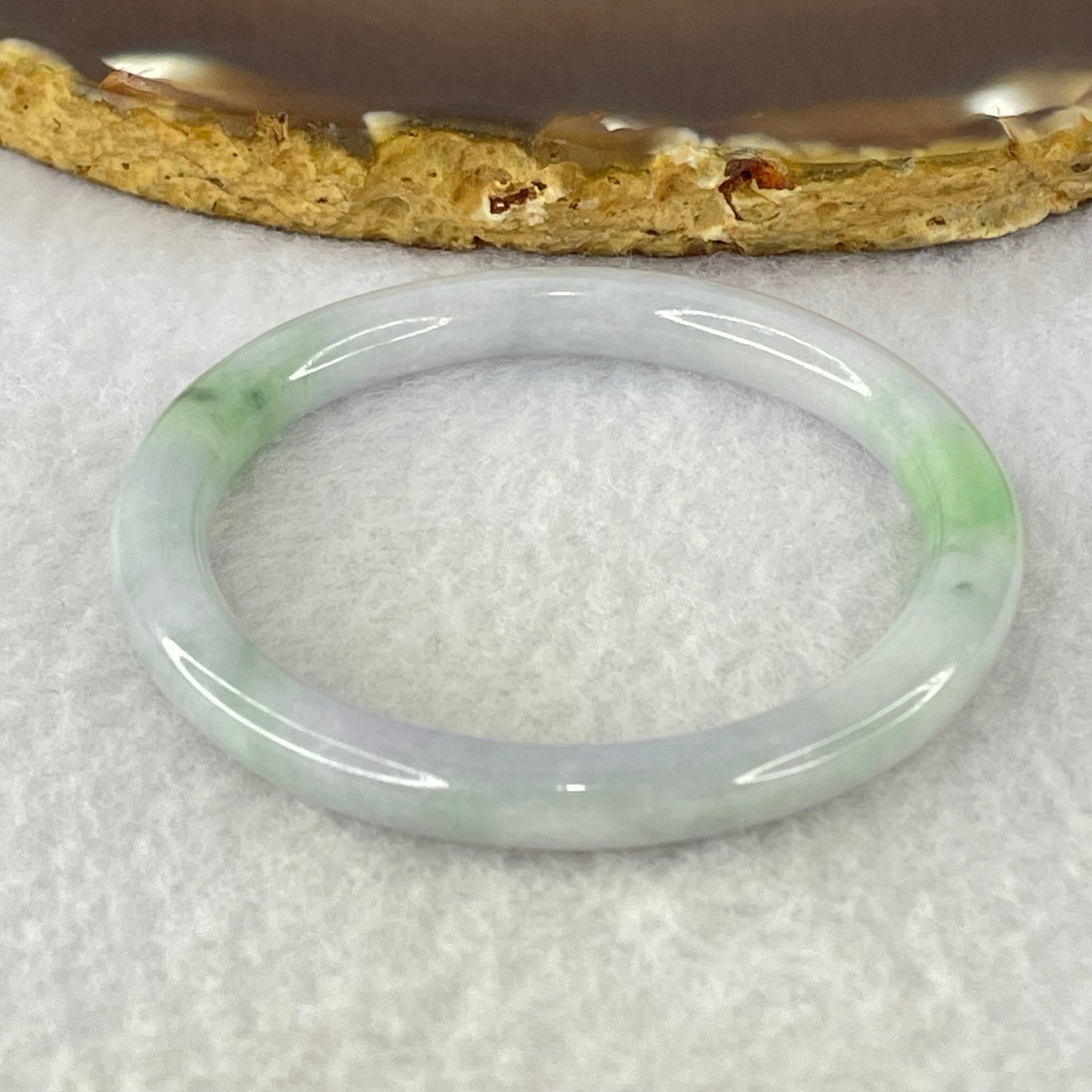 Type A Lavender and Green Jadeite Bangle Internal Diameter 43.7mm 14.65g 6.0 by 6.0mm (Very Very Fine Internal Line) - Huangs Jadeite and Jewelry Pte Ltd
