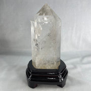 Natural Clear Quartz Tower with Wooden Stand Display 1188.6g 118.0 by 886 by 185.0mm - Huangs Jadeite and Jewelry Pte Ltd