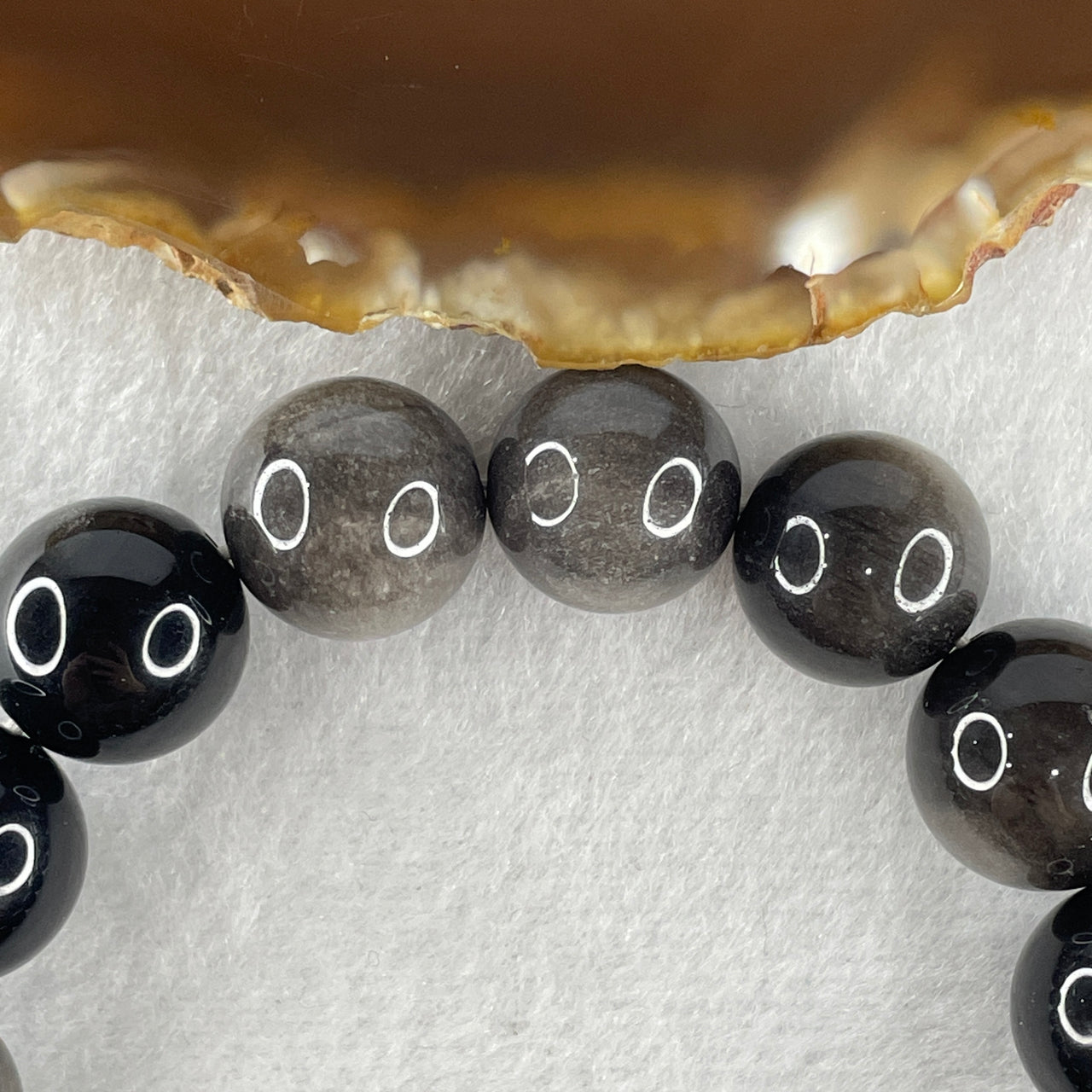 Natural Black Osidian Beads Bracelet 54.68g 17cm 14.8mm 15 Beads
