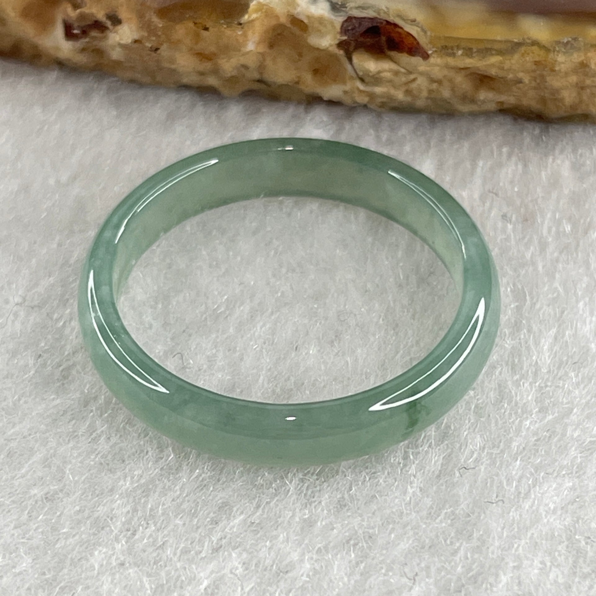 Certified Natural Type A Semi Icy Green Jadeite Ring 1.27g 3.7 by 2.1mm US 7.5 HK 16.5 (Perfect) - Huangs Jadeite and Jewelry Pte Ltd