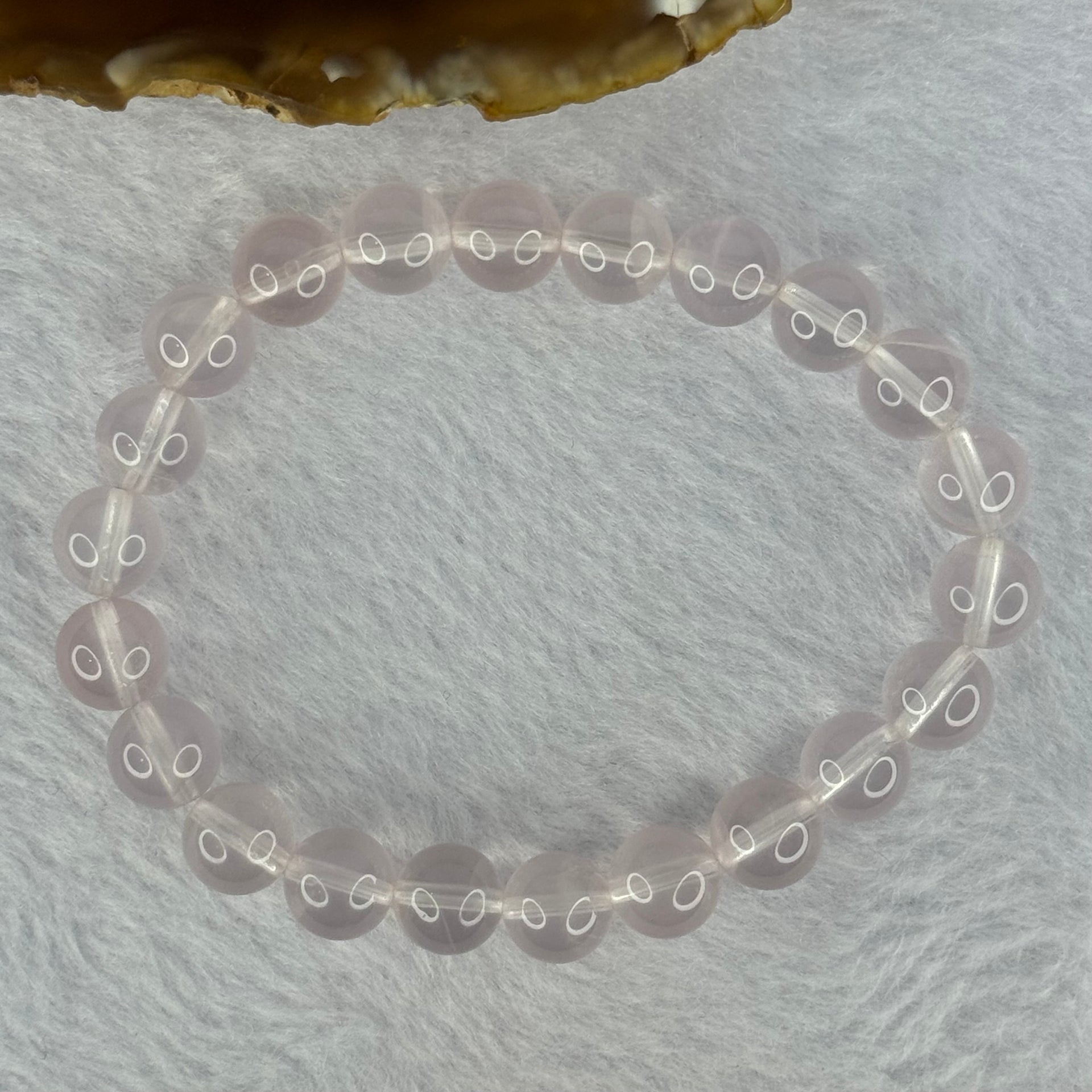 Natural Rose Quartz Beads Bracelet 天然玫瑰石英珠手链 20.43g 16cm 8.9mm 22 Beads - Huangs Jadeite and Jewelry Pte Ltd