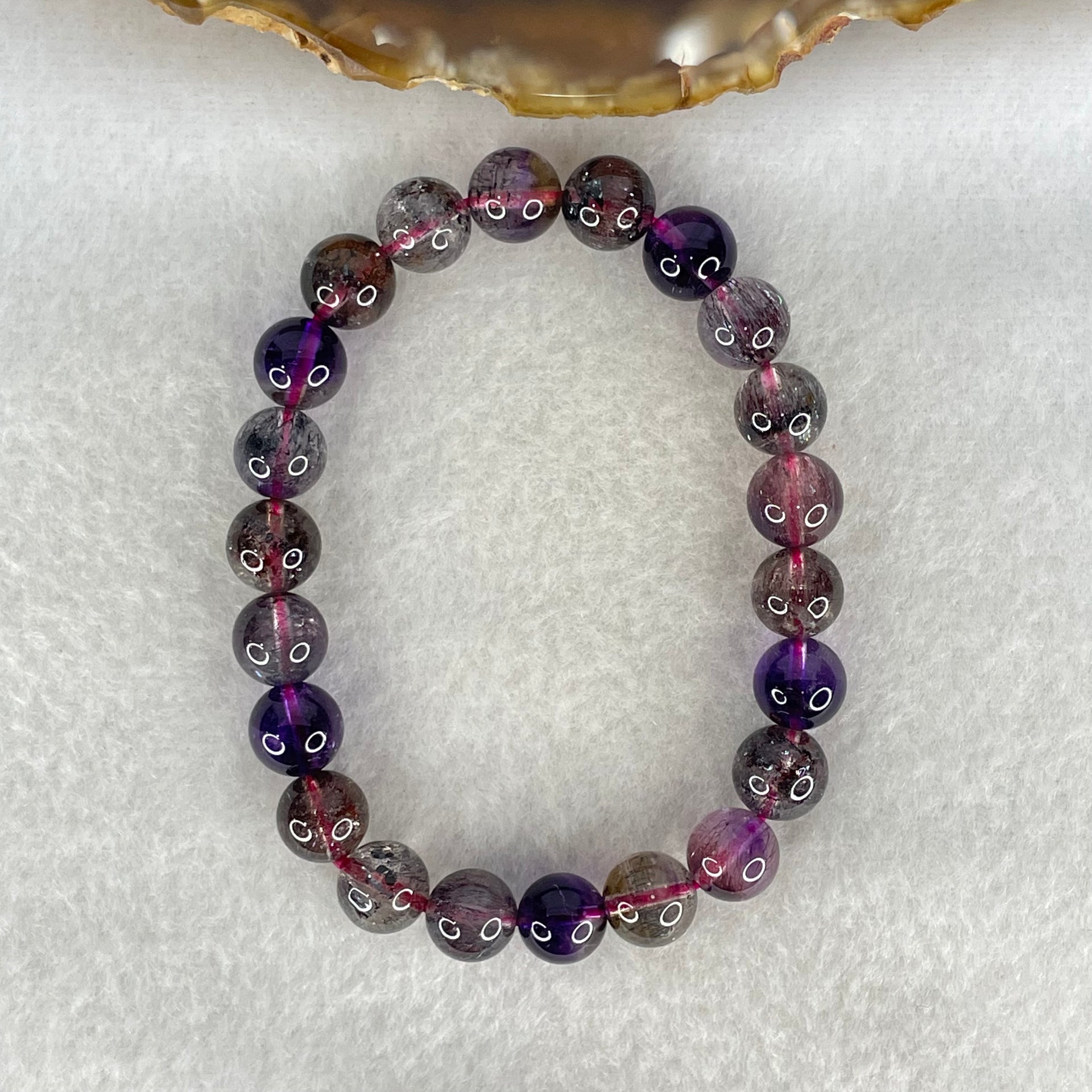 Good Grade Natural Blackcurrant Super 7 Beads Bracelet 19.22g 15.5cm 8.7mm 22 Beads - Huangs Jadeite and Jewelry Pte Ltd