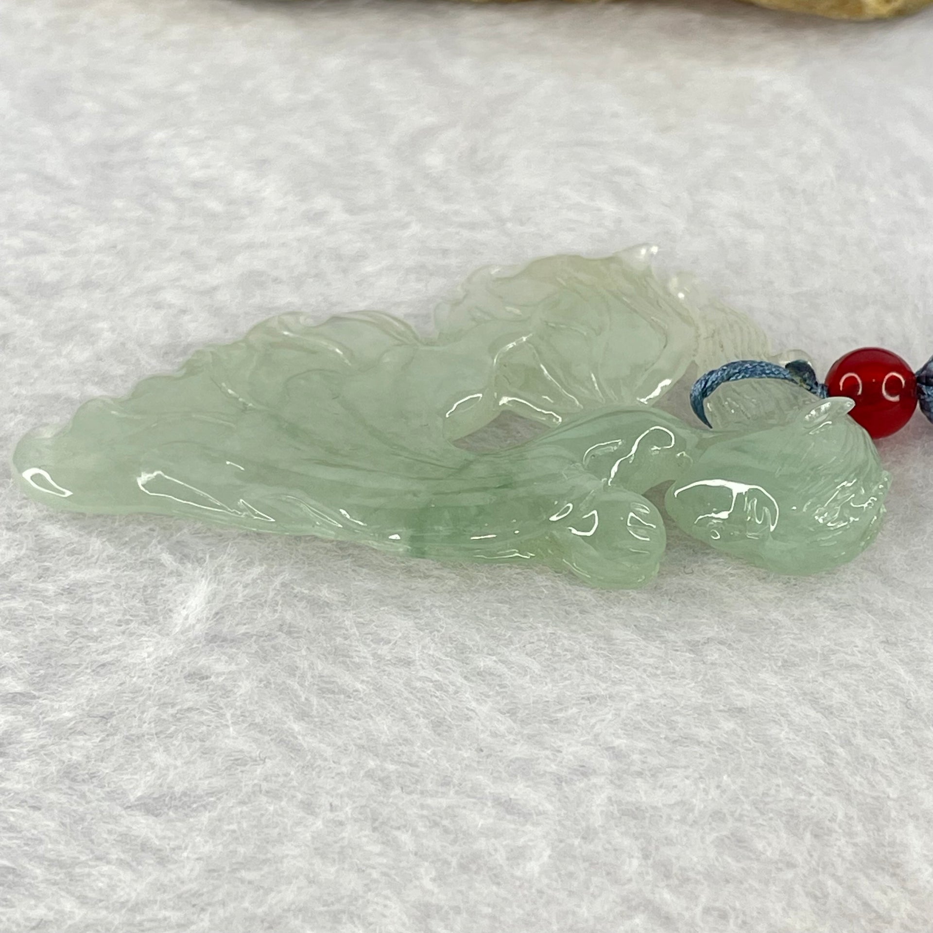 Type A Semi Icy Light Green Jadeite Fairy Pendent 14.65g 57.6 by 33.2 by 7.7mm - Huangs Jadeite and Jewelry Pte Ltd