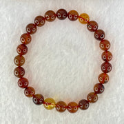 Natural Blood Red Amber Beads Bracelet 5.10g 15cm 7.2mm 25 Beads - Huangs Jadeite and Jewelry Pte Ltd