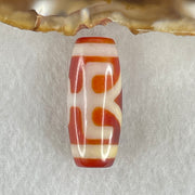 Natural Powerful Tibetan Old Oily Red White Agate Patina Guiren Tairen Human Benefactor Dzi Bead Heavenly Master (Tian Zhu) 贵人天珠 6.21g 28.3 by 12.1mm - Huangs Jadeite and Jewelry Pte Ltd